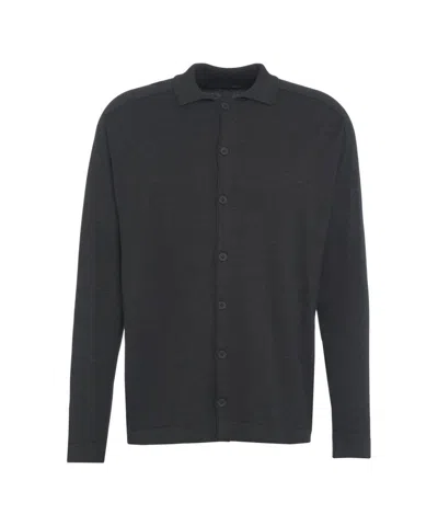 Transit Black Knit Cardigan With Classic Collar In Gray