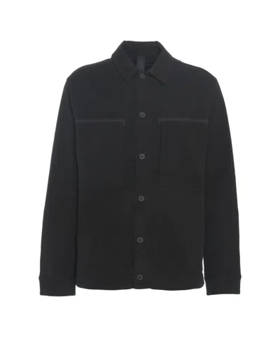 Transit Black Overshirt With Classic Collar And Spacious Chest Pockets