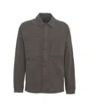 Transit Brown Overshirt With Large Chest Pockets And Classic Collar In Purple