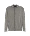 Transit Button-down Knit Shirt In Soft Wool-cotton Blend In Gray