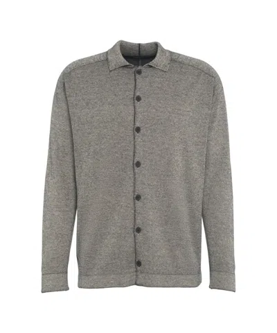 Transit Button-down Knit Shirt In Soft Wool-cotton Blend In Gray