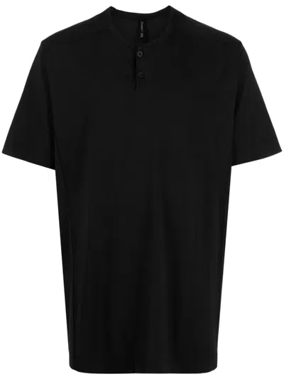 Transit Button-fastening Cotton T-shirt In Black