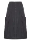 Transit Button-fly Midi Skirt In Black