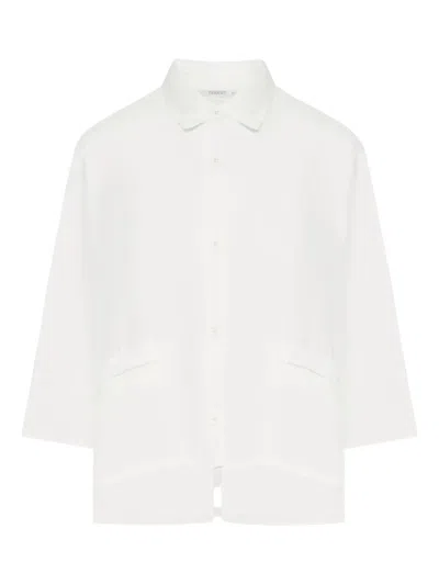Transit Linen Shirt With Viscose Inserts In White