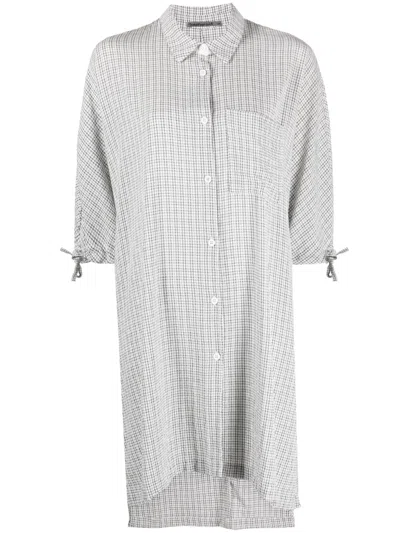 Transit Check-pattern Half-sleeve Shirt In White