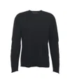 Transit Classic Black Knit Sweater With Raw Edge Details In Black
