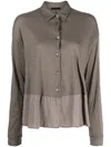 Transit Classic-collar Drop-shoulder Blouse In Brown