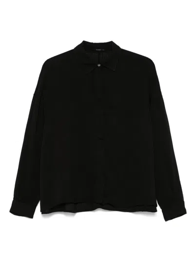 Transit Linen Shirt With Viscose Inserts In Black