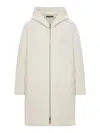 Transit Comfort Fit Hooded Jacket In Boiled Wool In White