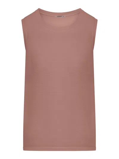 Transit Comfort Wide Shoulder Jersey Tank Top In Nude & Neutrals