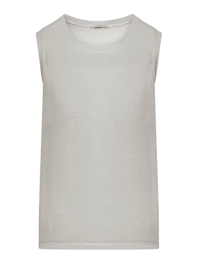 Transit Comfort Wide-shoulder Jersey Tank Top In Gray