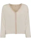 Transit Dual Fabric Cardigan In Nude