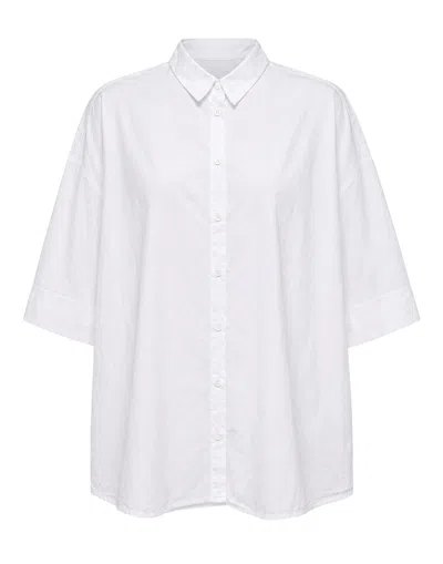 Transit Cotton-blend Shirt With Classic Italian Collar And Structured Detailing In White