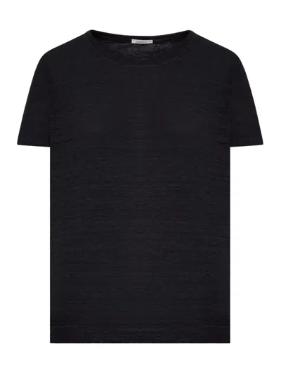 Transit Crew Neck T-shirt In Melange Effect Linen In Black
