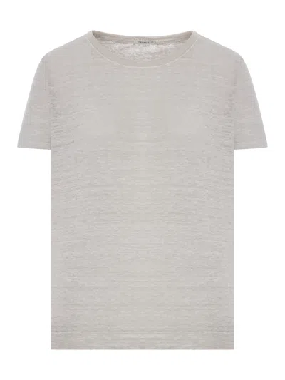 Transit Crew Neck T-shirt In Melange Effect Linen In Gray