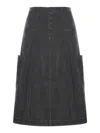 Transit Bombe Line Skirt In Ribbed Velvet In Gray