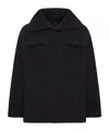 Transit Loose Fit Zip-up Sahara Jacket In Virgin Wool Cloth In Black