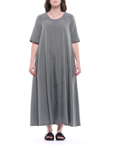 Transit Flowing Green Silk Blend Maxi Dress With Relaxed Silhouette In Gray