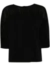 Transit Gathered Three-quarter-sleeved Blouse In Black