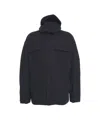 Transit Hooded Jacket With Hidden Zipper And Textured Fabric In Black