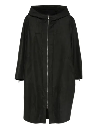 Transit Hooded Zip Coat In Black