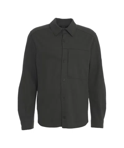 Transit Lana Vergine Overshirt With Classic Collar And Button Closure In Black
