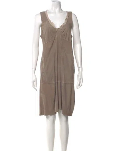 Pre-owned Transit Leather Knee-length Dress In Neutral
