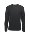 Transit Lightweight Black Pullover With Ribbed Trims And Classic Crew Neck In Gray