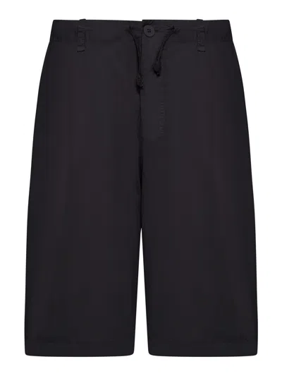 Transit Lightweight Cotton Bermuda Shorts With Drawstring In Black