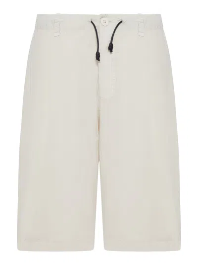 Transit Lightweight Cotton Bermuda Shorts With Drawstring In Gray