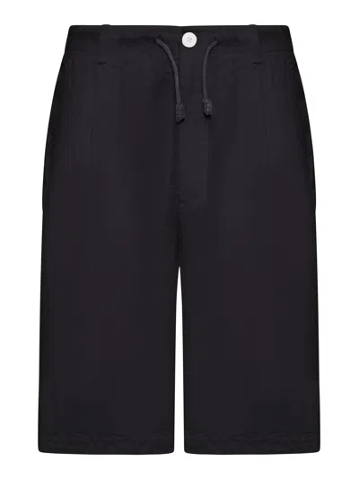 Transit Linen Bermuda Shorts With Drawstring In Black