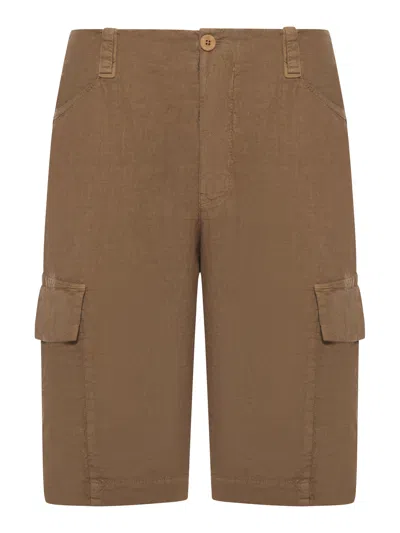 Transit Linen Cargo Bermuda Shorts In Brown