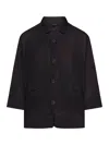 Transit Linen Shirt With Viscose Inserts In Black