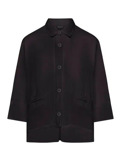 Transit Linen Shirt With Viscose Inserts In Black