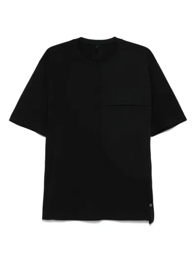 Transit T-shirt Mit Gestricktem Kragen In Schwarz