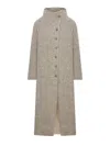 Transit Long Slim Fit Coat In Boiled Wool Knit In Brown