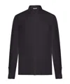 Transit Regular Fit Mandarin-neck Linen Shirt With Knitted Inserts In Black