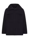 Transit Loose Fit Zip-up Sahara Jacket In Virgin Wool Cloth In Black