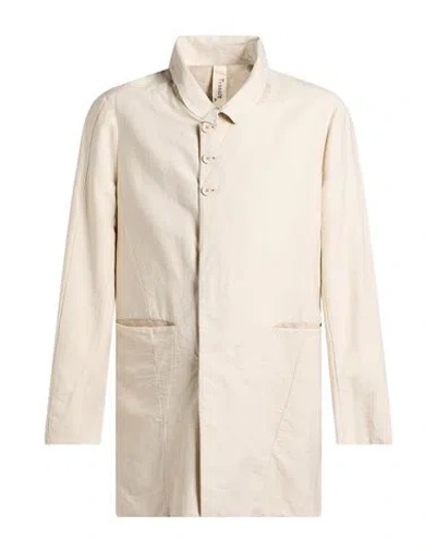 Transit Man Overcoat & Trench Coat Ivory Size L Cotton, Linen In White