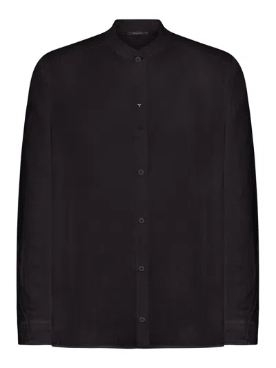 Transit Mandarin Collar Shirt In Black