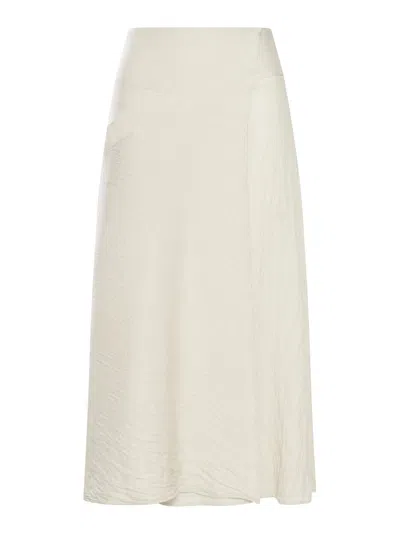 Transit Crinkled Midi Skirt In Neutrals