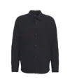 Transit Black Virgin Wool Overshirt With Classic Collar And Button Closure In Black