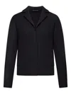 Transit Shaped Wool Jacket With Herringbone Pattern Inside In Black