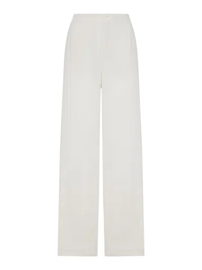 Transit Palazzo Linen Trousers In White