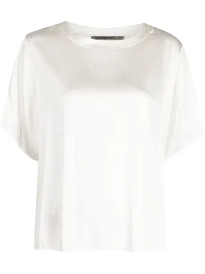 Transit Panelled Satin T-shirt In White