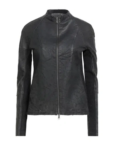 Transit Par-such Woman Jacket Charcoal Size 2 Lambskin, Virgin Wool, Polyamide, Elastane In Black