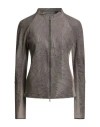 Transit Par-such Woman Jacket Taupe Size 3 Lambskin, Virgin Wool, Polyamide, Elastane In Gray