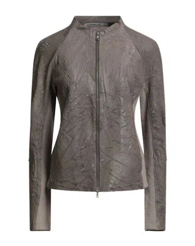 Transit Par-such Woman Jacket Taupe Size 3 Lambskin, Virgin Wool, Polyamide, Elastane In Gray
