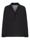 Transit Oversized Polo Shirt In Wool Jersey With Boiled Wool Inserts In Black