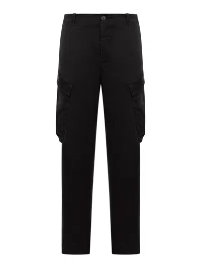 Transit Regular Fit Cargo Trousers In Tencell And Modal Stretch Frosted In Black